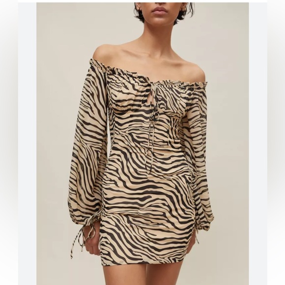 Urban Outfitters Dresses & Skirts - 🆕 Kiss the Sky off-the-shoulder mini dress from UO size S animal pattern